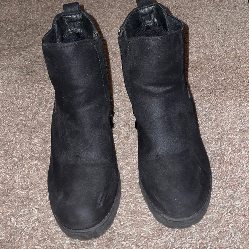 Suede black booties